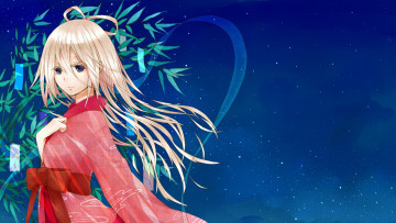Картинка аниме vocaloid кимоно звезды небо девушка ia natuiro арт