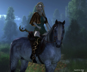 Картинка 3д+графика фантазия+ fantasy лошадь фон взгляд девушка