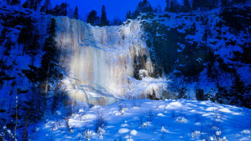 Картинка природа зима короуома водопад финляндия снег лед