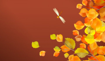 Картинка векторная+графика природа+ nature осень стрекоза листья