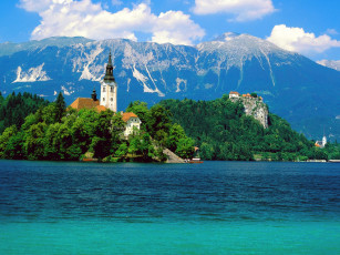 Картинка lake bled slovenia города