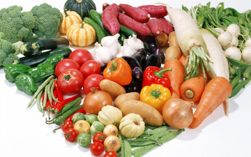 обоя еда, овощи, болгарский, перец, помидор, брокколи, кукуруза, имбирь, маис, цветная, капуста, красный, оранжевый, зелёный, белый, фон, томаты