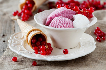 Картинка еда мороженое десерты смородина вафельный рожок