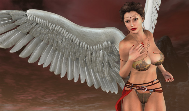 Обои картинки фото 3д графика, ангел , angel, фон, взгляд, девушка, ангел