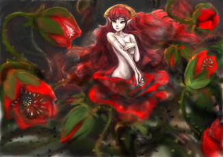 Картинка фэнтези феи арт девушка розы