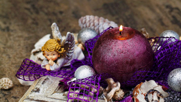 Картинка праздничные новогодние+свечи сетка шарики шишки свеча ангел