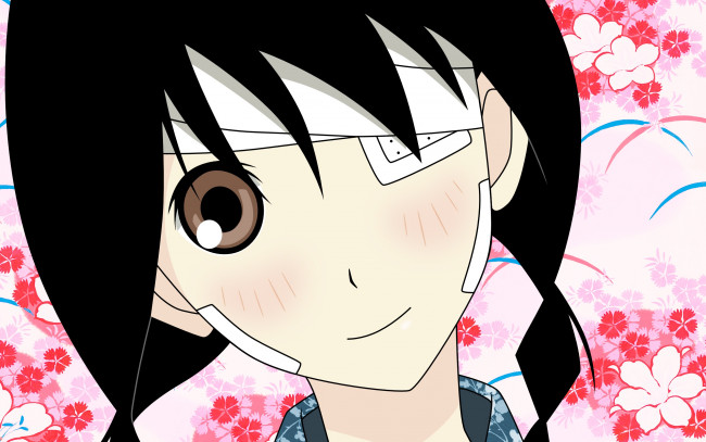 Обои картинки фото аниме, sayonara zetsubo sensei, девушка, взгляд, фон