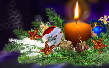 Картинка праздничные новогодние свечи шарики звездочки свеча