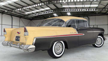 обоя автомобили, 3д, bel, chevrolet, 1955, coupe, air