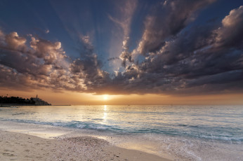 Картинка природа восходы закаты облака солнце море пляж