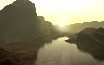 Картинка 3д+графика природа+ nature река горы