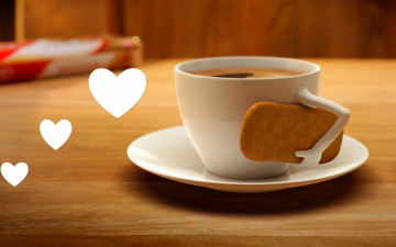 Картинка еда кофе +кофейные+зёрна cup love coffee biscuits heart чашка печенье сердце любовь