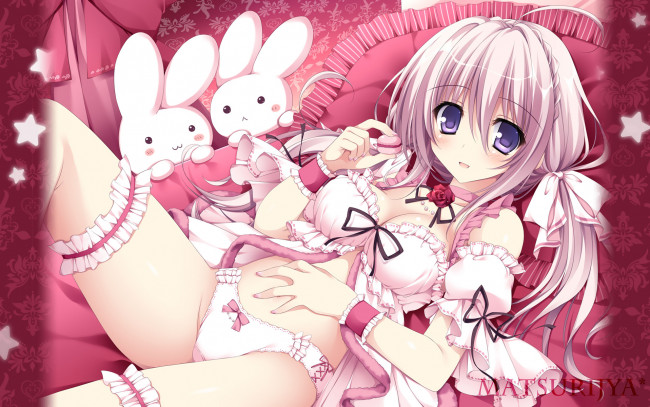 Обои картинки фото аниме, unknown,  другое, арт, кролики, девушка, nanaroba, hana