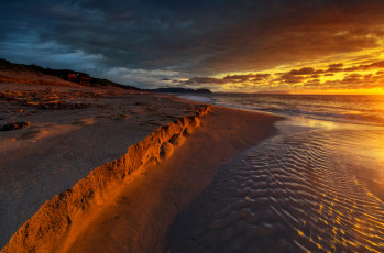 Картинка природа восходы закаты море волны закат