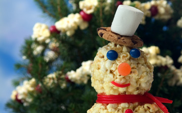 Картинка праздничные угощения снеговик печенье ёлка