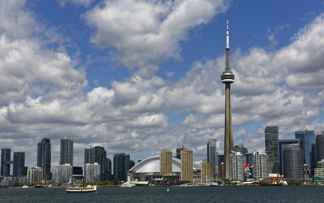 Обои картинки фото города, торонто , канада, сn, tower, торонто, телебашня, rogers, center, городской, вид, небоскребы