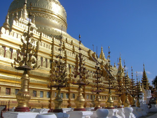 Картинка shwezigon paya bagan myanmar города буддистские другие храмы