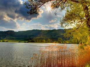 Картинка природа реки озера река облака осень