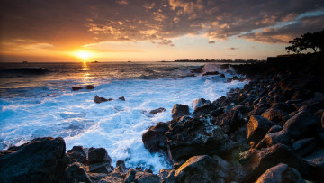 обоя hawaii, sunset, природа, восходы, закаты, океан, закат, пляж, гавайи