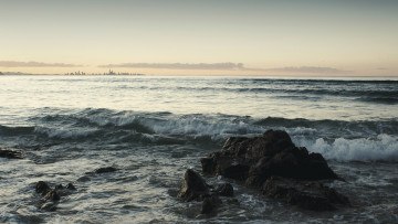 Картинка природа моря океаны горизонт фон волны камни картинка обои море изображение пейзаж закат