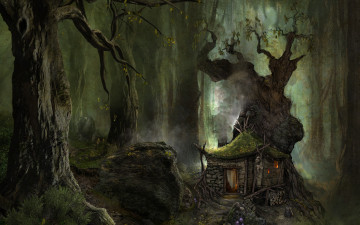 обоя arcania,  gothic 4, видео игры, gothic 4,  ancaria, лес, зелень, домики, пейзаж