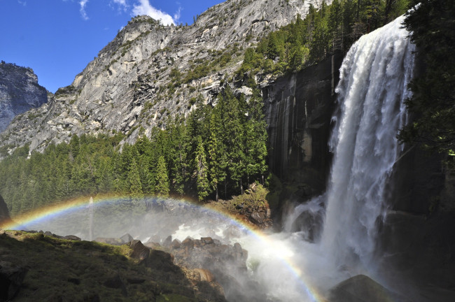 Обои картинки фото природа, радуга, водопад