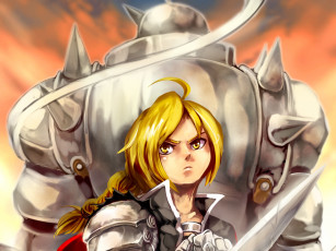 Картинка аниме fullmetal+alchemist взгляд лезвие блондин парень арт