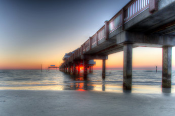 Картинка природа побережье океан заря мост