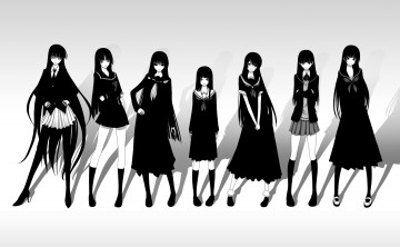 Картинка аниме unknown +другое чёрно-белое девушки арт kazuhiro shimazu