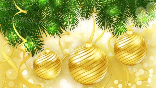 Обои картинки фото праздничные, векторная графика , новый год, ветка, украшение, новый, год, шарик, елка, рождество