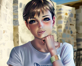 Картинка рисованное люди девушка фон взгляд