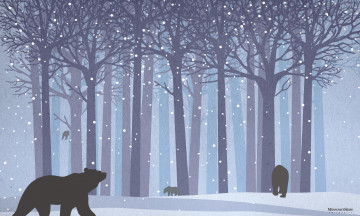 обоя векторная графика, животные , animals, медведи, лес