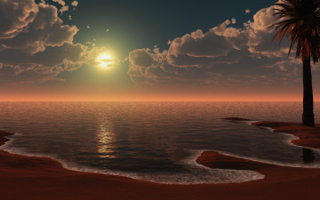 Картинка 3д+графика природа+ nature облака море закат