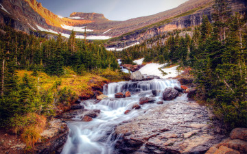 Картинка природа водопады поток горы водопад