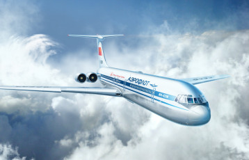 Картинка авиация 3д рисованые v-graphic облока ил
