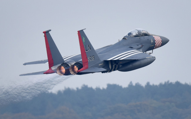 Обои картинки фото f-15e strike eagle, авиация, боевые самолёты, ввс, сша, истребитель, бомбардировщик, strike, eagle, f15e, mcdonnell, douglas