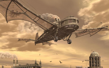 Картинка фэнтези транспортные+средства стимпанк летательный аппарат
