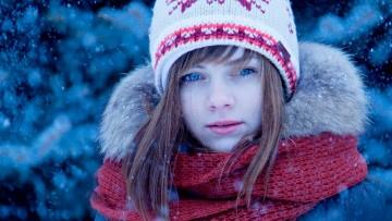 Картинка разное дети девочка шапка шарф снег