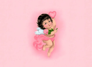 Картинка рисованное праздники ангел сердечко цветок