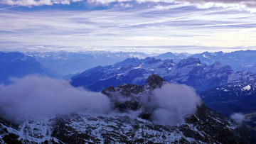 Картинка природа горы скалы снег небо облака