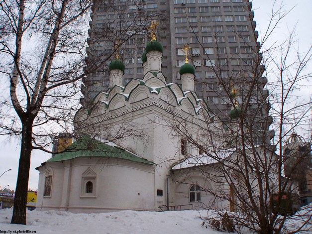 Обои картинки фото москва, арбат, церковь, преподобного, семиона, столпника, города, россия