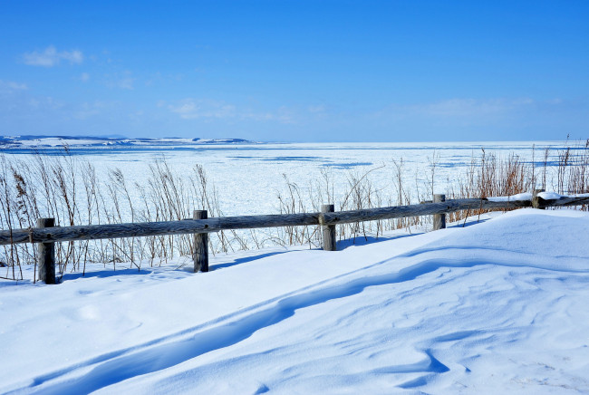 Обои картинки фото природа, зима, снег, забор