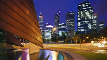 Картинка города огни ночного австралия город ночь здания