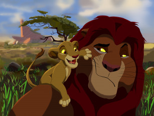 Картинка рисованное животные +львы лев львенок