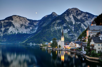 Картинка города -+пейзажи озеро природа горы дома гальштатт австрия