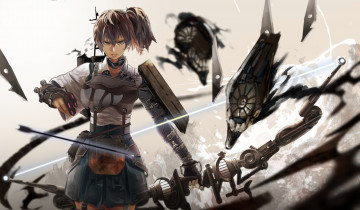 Картинка аниме kantai+collection kaga kirii девушка лук оружие броня дрон техника стрела перчатка