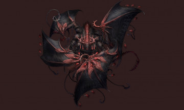 Картинка фэнтези демоны монстр существо фон красный крылья демон