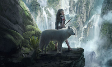 Картинка фэнтези красавицы+и+чудовища волк девушка