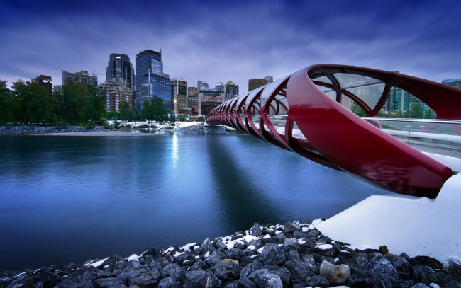 Обои картинки фото города, - мосты, мост, канада, река, город, calgary, canada