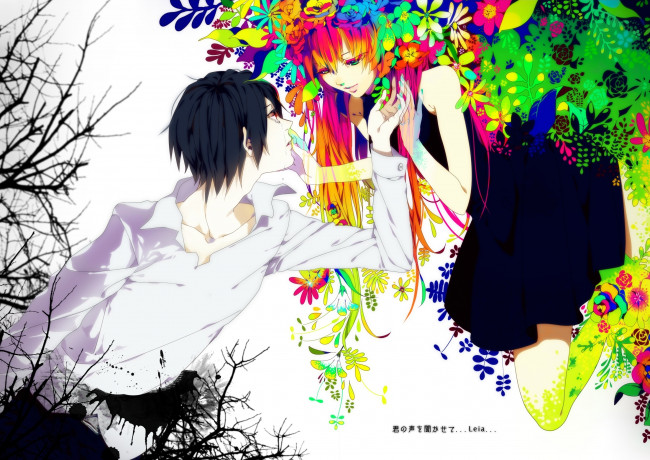 Обои картинки фото аниме, vocaloid, слёзы, leia, парень, девушка